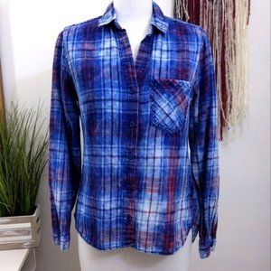 Bella Dahl Plaid button down top 100% cotton (XS)